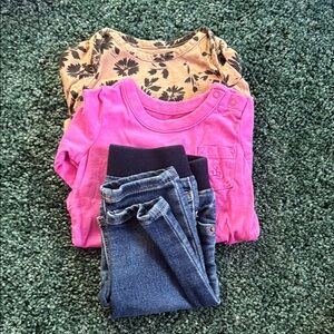 GAP Pink and tan Long Sleeve Tees with jeans